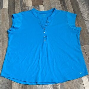 Calvin Klein Azure Buttoned Short Sleeve Top Light Blue